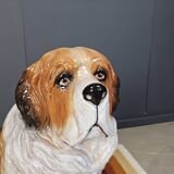 Life sized Vintage glazed terracotta St bernard dog sculpture, 1960s