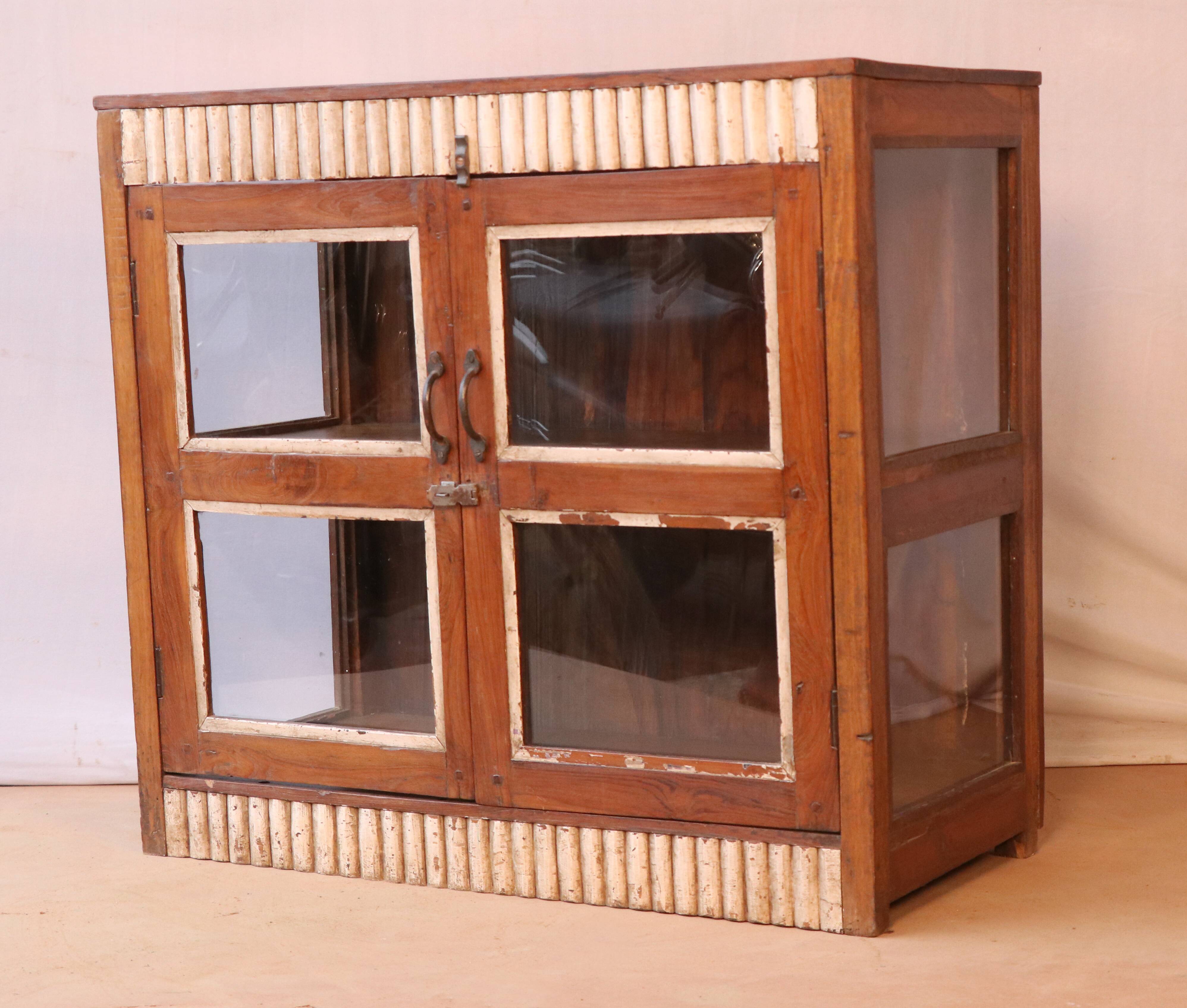 former Art Deco glazed sideboard in Burmese teak