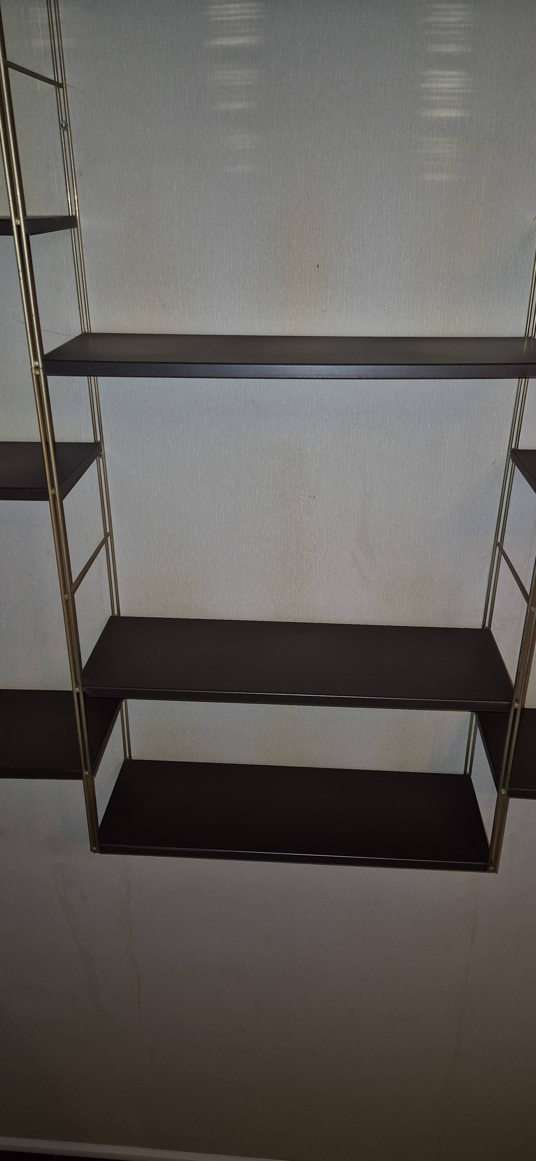 1960s IRON AND SHEET METAL WALL SHELVES