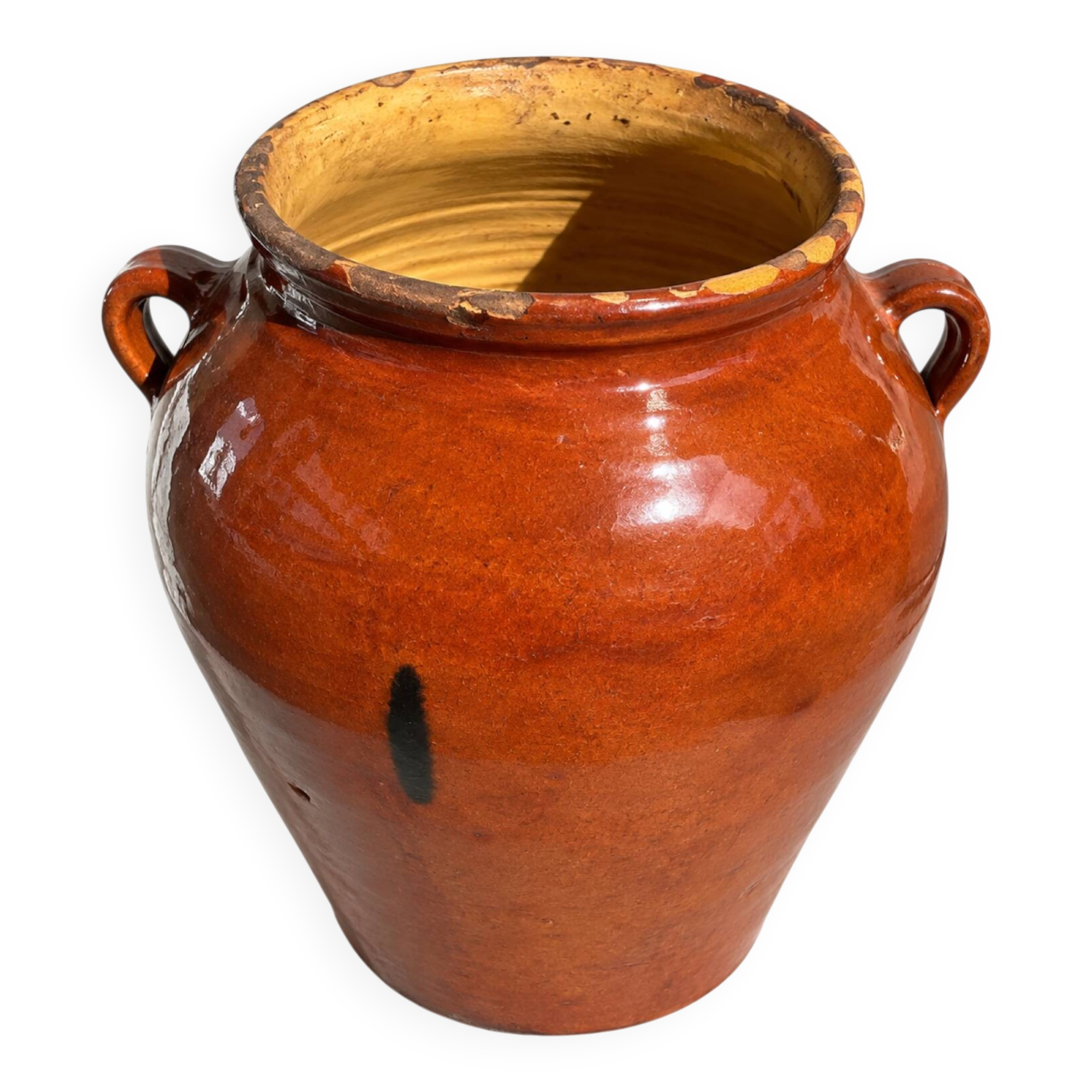 Ancien pot en terre cuite vernissée XIXeme
