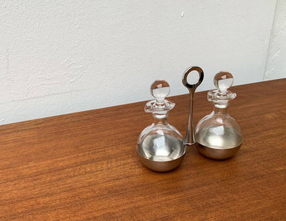German vintage plateau for household oil and vinegar by WMF, 1970s, set of 3.