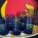 Cinq verres de verrier en verre soufflé vintages