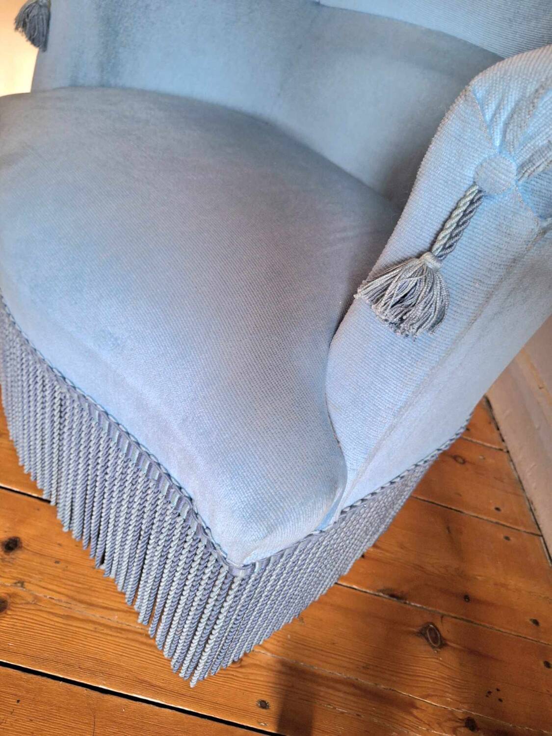 Fauteuil crapaud vintage, meuble siège Napoleon III ancien