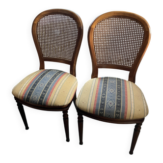 Set of two solid beech chairs.