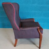 Vintage armchair teak 1960 years covered with violet