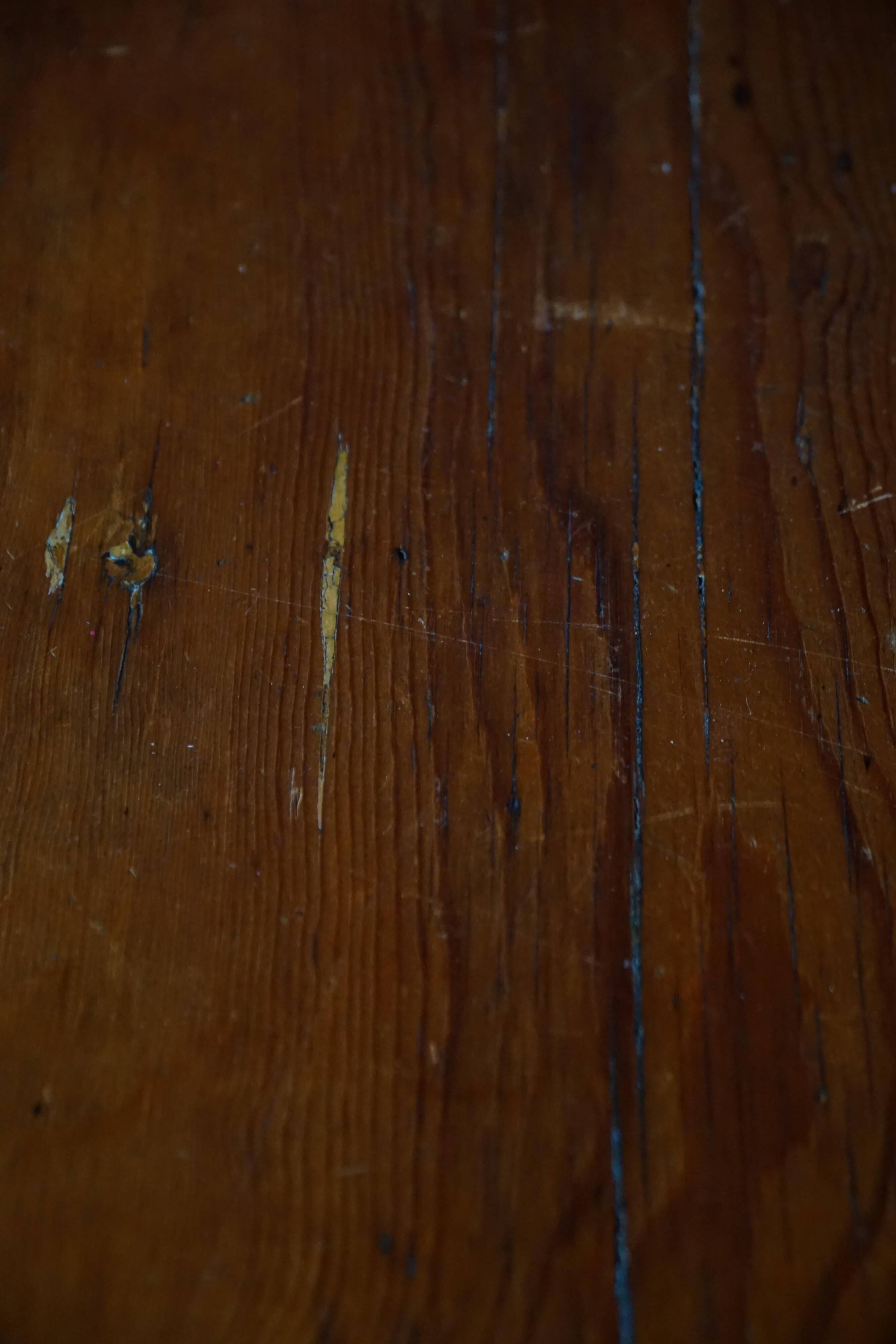 Primitive Swedish oval dining table in pine, early 20th century.
