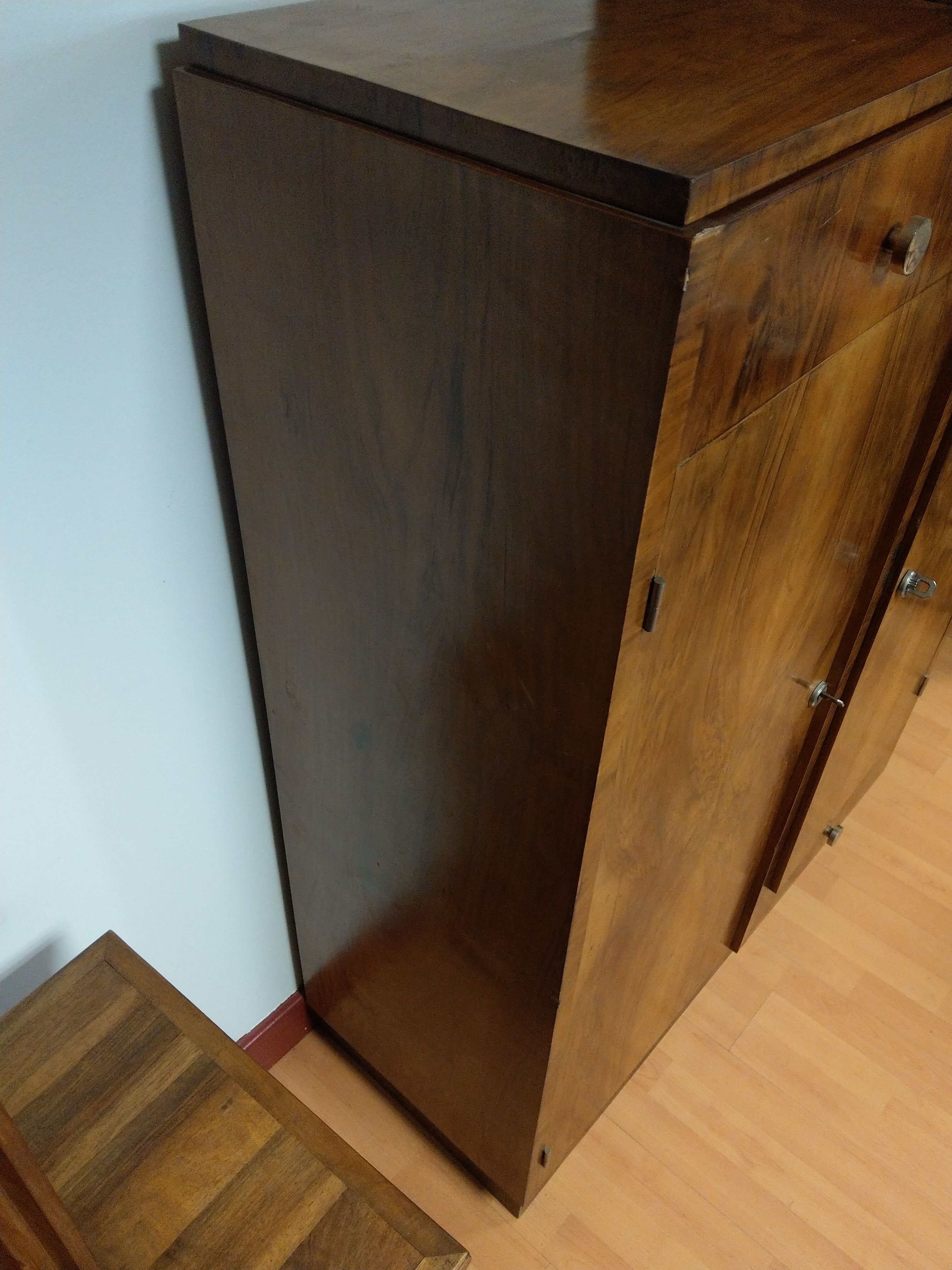 Asymmetrical cabinet Art Deco walnut