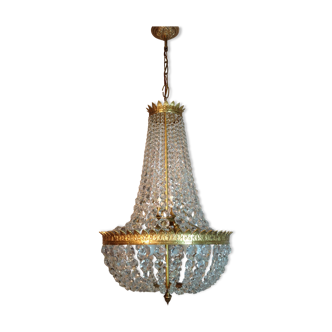 Lustre montgolfière en bronze années 50