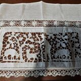 White cotton lace embroidery shelf or fireplace border