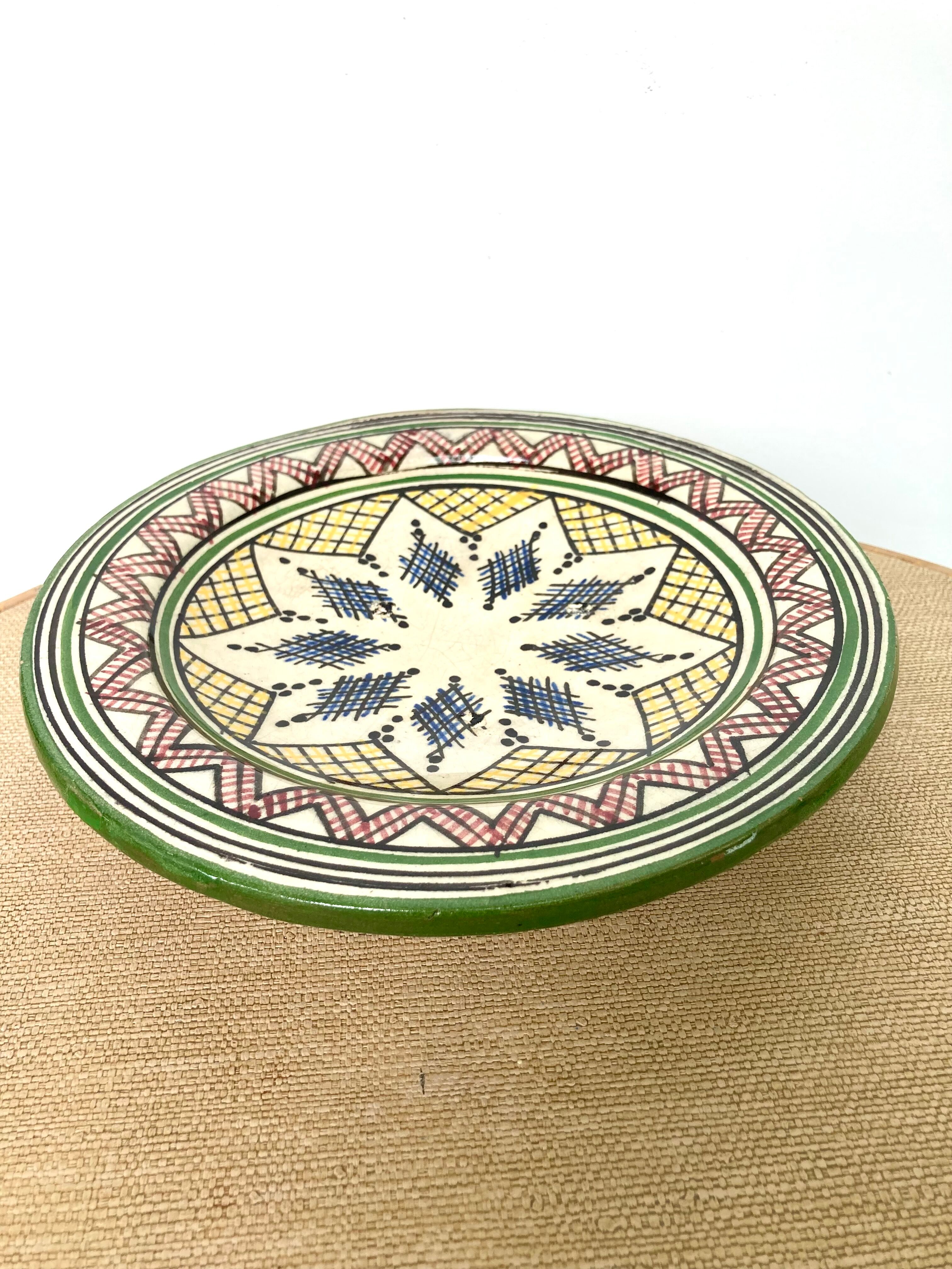 Vintage Safi ceramic cutting dish in Morocco