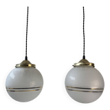 Paire d’anciennes suspensions verre granite vintage