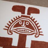 Original Pre-Columbian print, Aztecs Colombia folk 60s