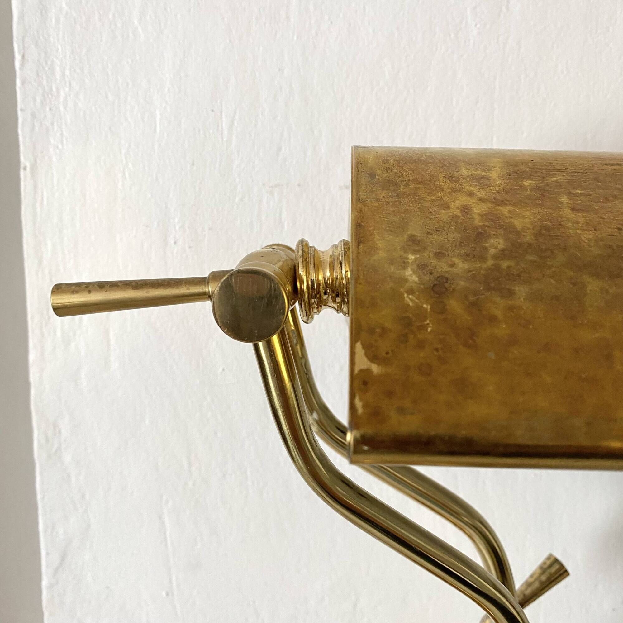 Pair of notary-style lamps in gilded metal