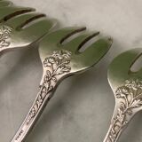 12 silver-plated oyster forks SFAM 1900 flowers