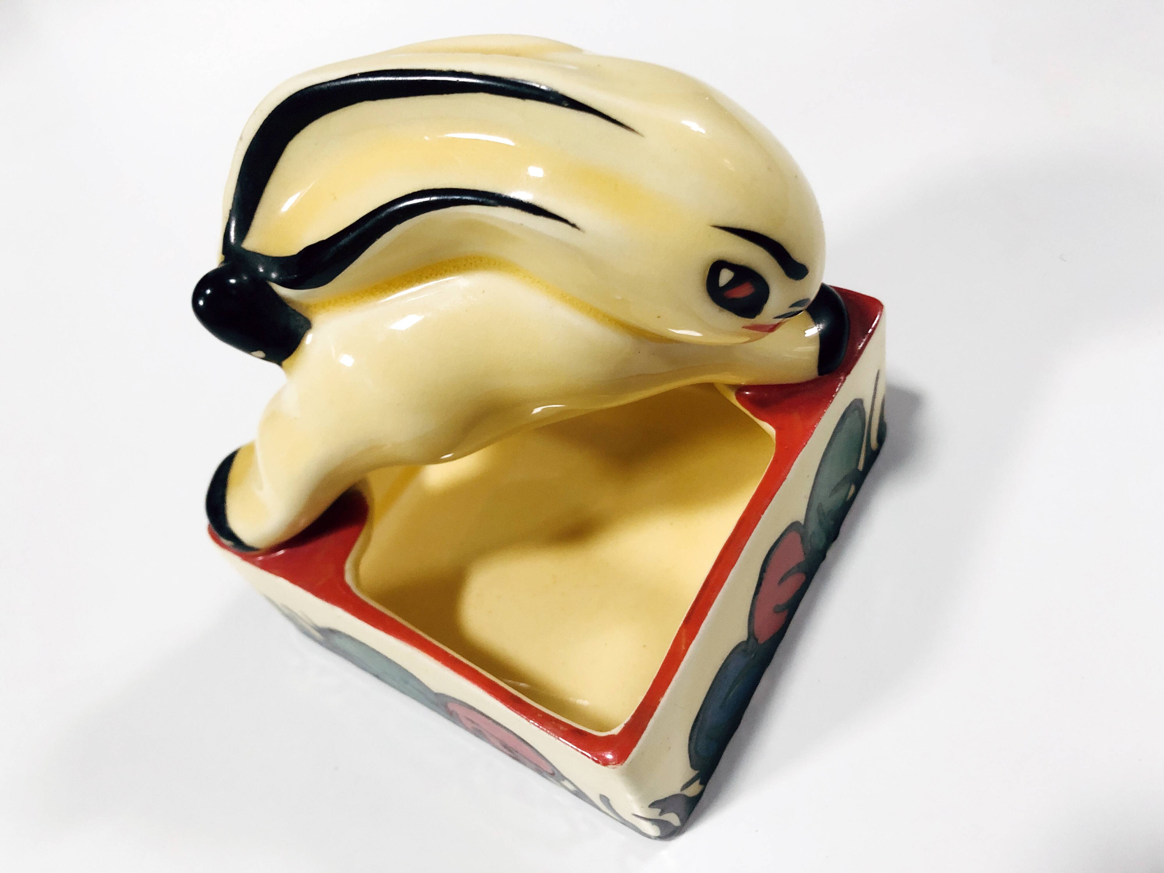 Rabbit Ashtray • Empty Pocket • Earthenware • Art Deco • Ditmar Urbach • 1930