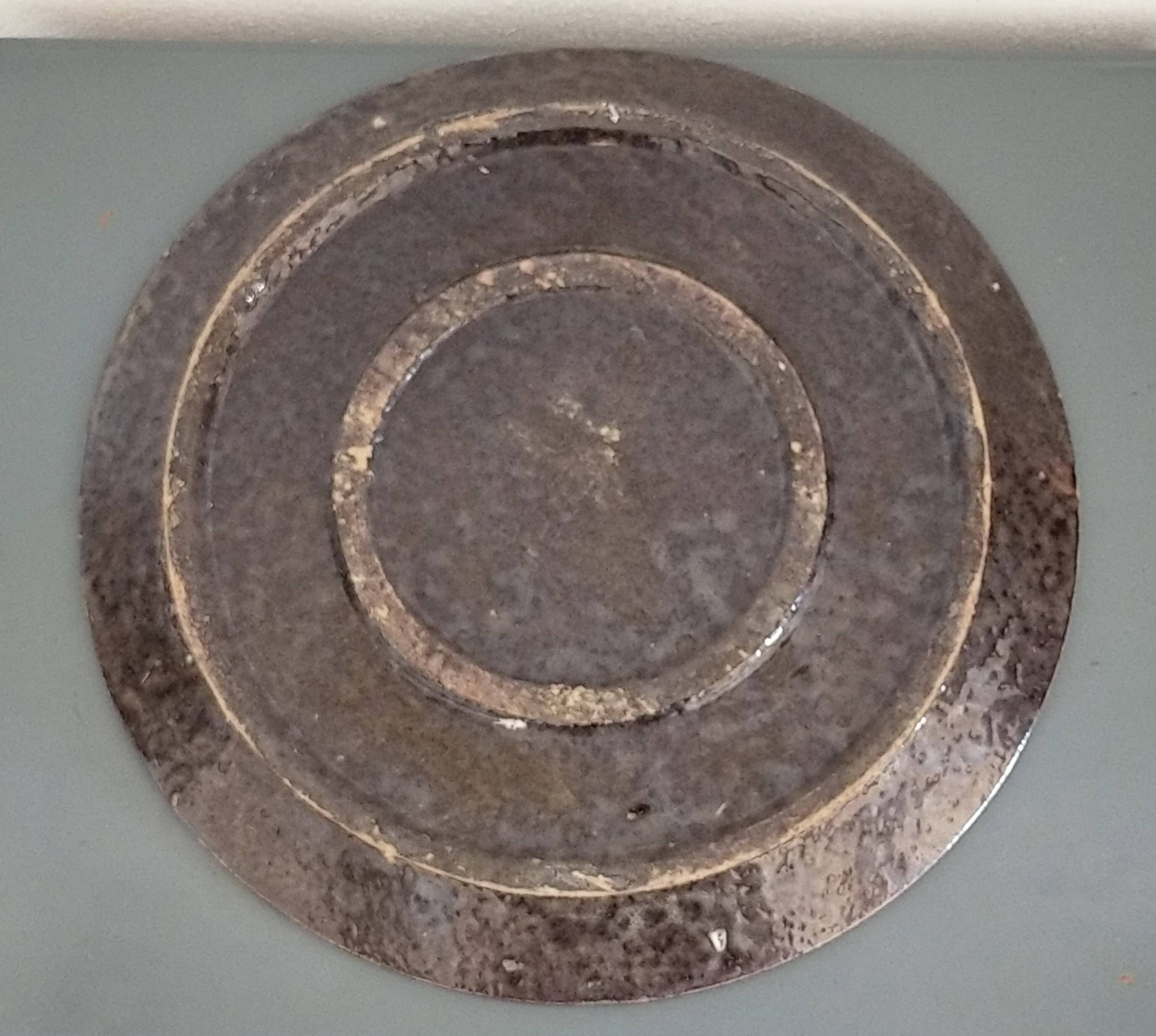 Vintage plate from Dauphiné in glazed terracotta with squirrels.