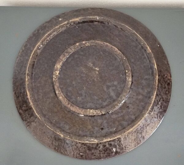 Plat vintage du Dauphiné en terre cuite vernissée écureuils