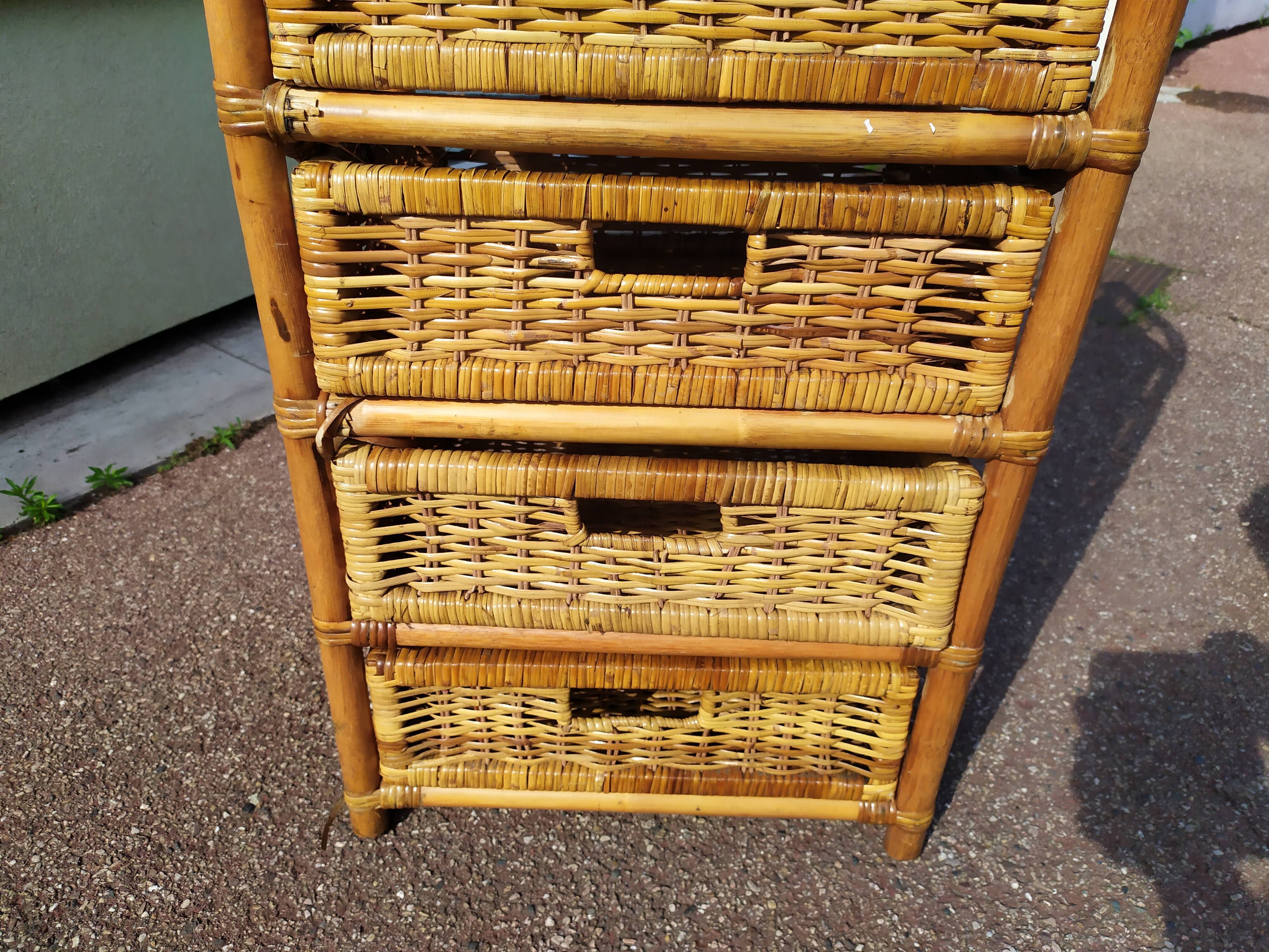 Chest of Drawers 6 Rattan Drawer - Vintage