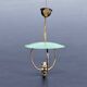 1950s pendant light in green lacquered metal and brass