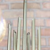 Mid-Century 6-light chandelier in Massive Brass - Iridescent Moulded Glass, Germany 1960s