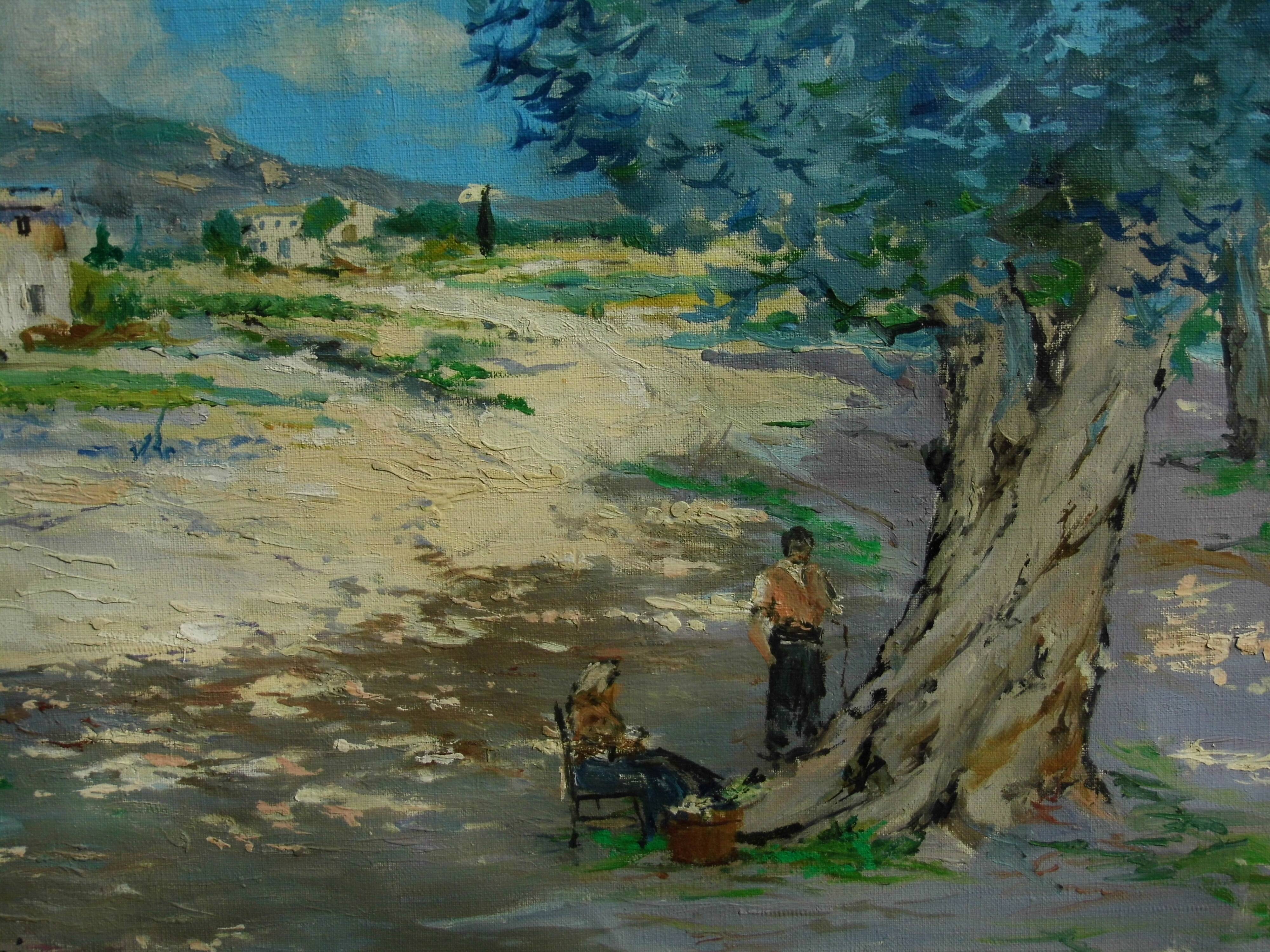 Painting "farm with olive trees in the mountains" signed Baya Bayarri