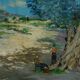 Painting "farm with olive trees in the mountains" signed Baya Bayarri