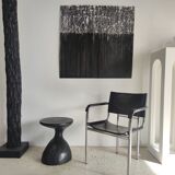 Sofa end in solid wood monoxyl organic shape black color