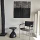 Sofa end in solid wood monoxyl organic shape black color