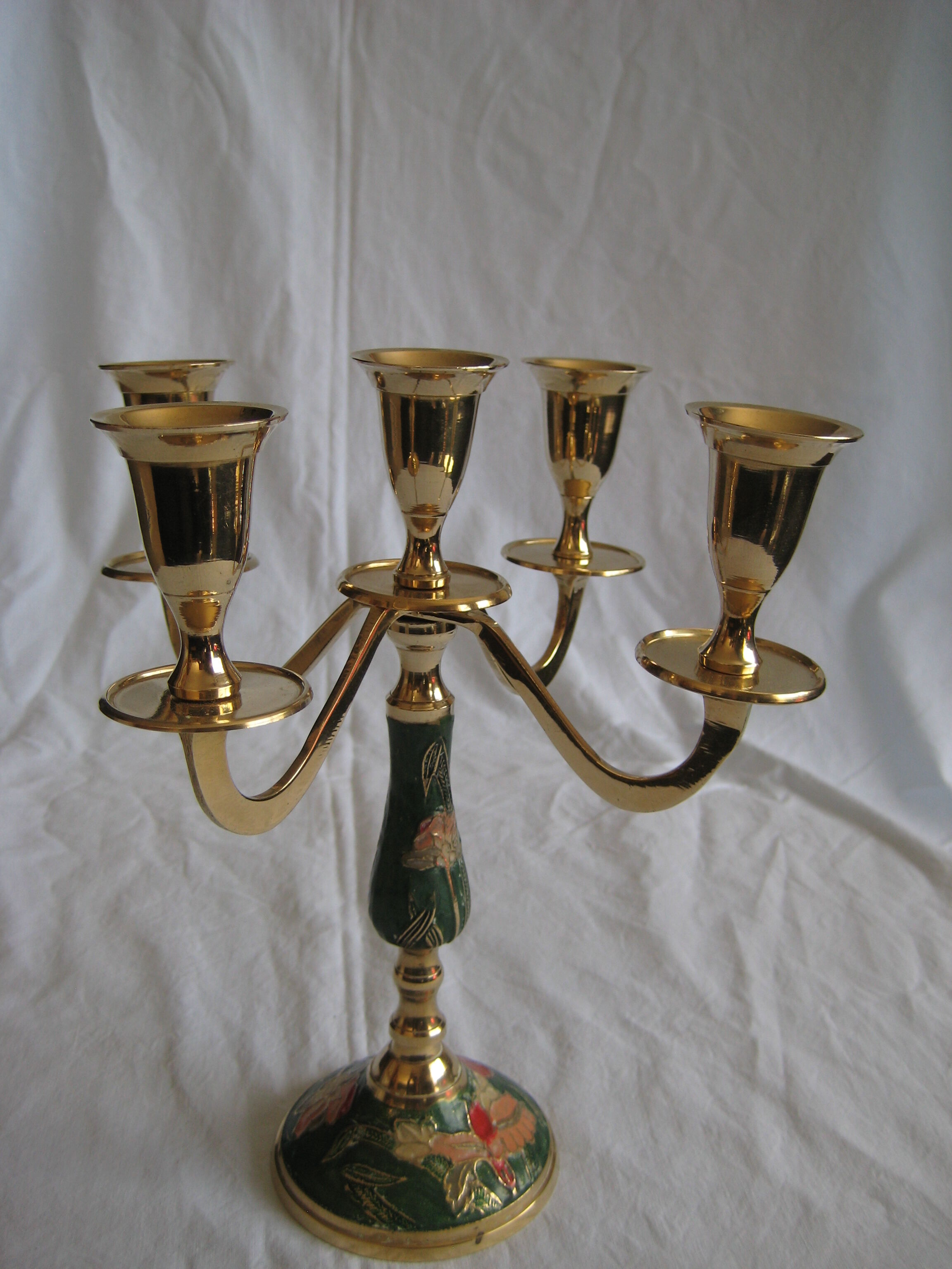 Chiseled and painted brass chandelier