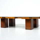 Mid-Century Rectangular Coffee Table, Walnut and Glass, Italy, 1960s