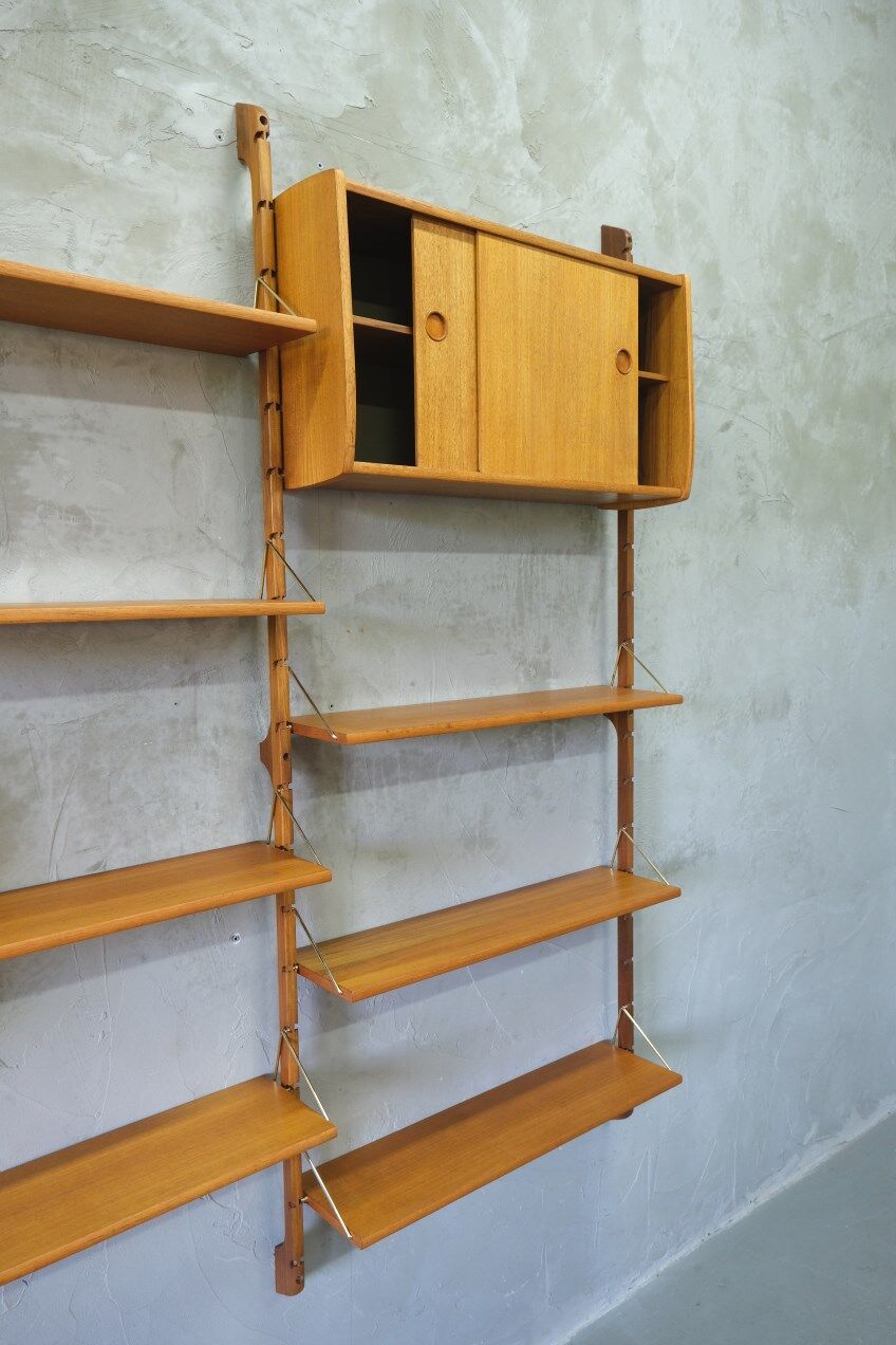 Mid-century modular teak wall unit by john texmon for blindheim mobelfabrik, norway, 1960s