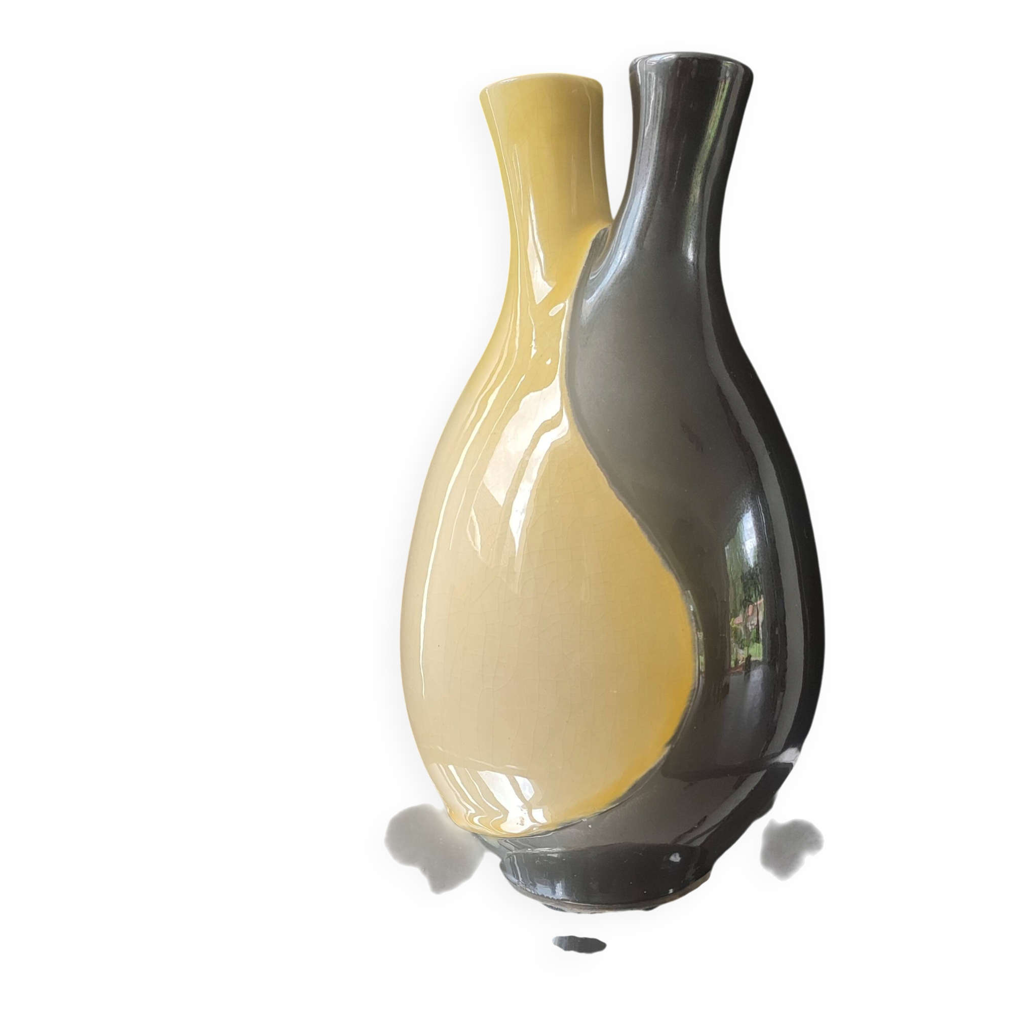 Two-necked vase Vintage ceramic 1964.
