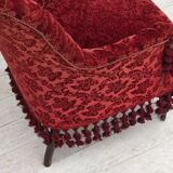 1950s, Danish highback armchair, furniture velour, beech wood legs.