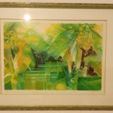 Lithograph Camille Hilaire - The river of palms - 56 x 76 certificate