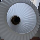 Vintage Scandinavian pendant light in white pleated opaline