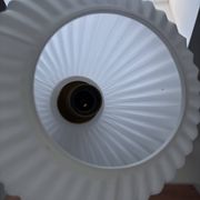 Vintage Scandinavian pendant light in white pleated opaline