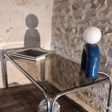 70's smoked tubular table
