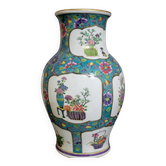 Vase en porcelaine décor floral – Style asiatique - XXeme