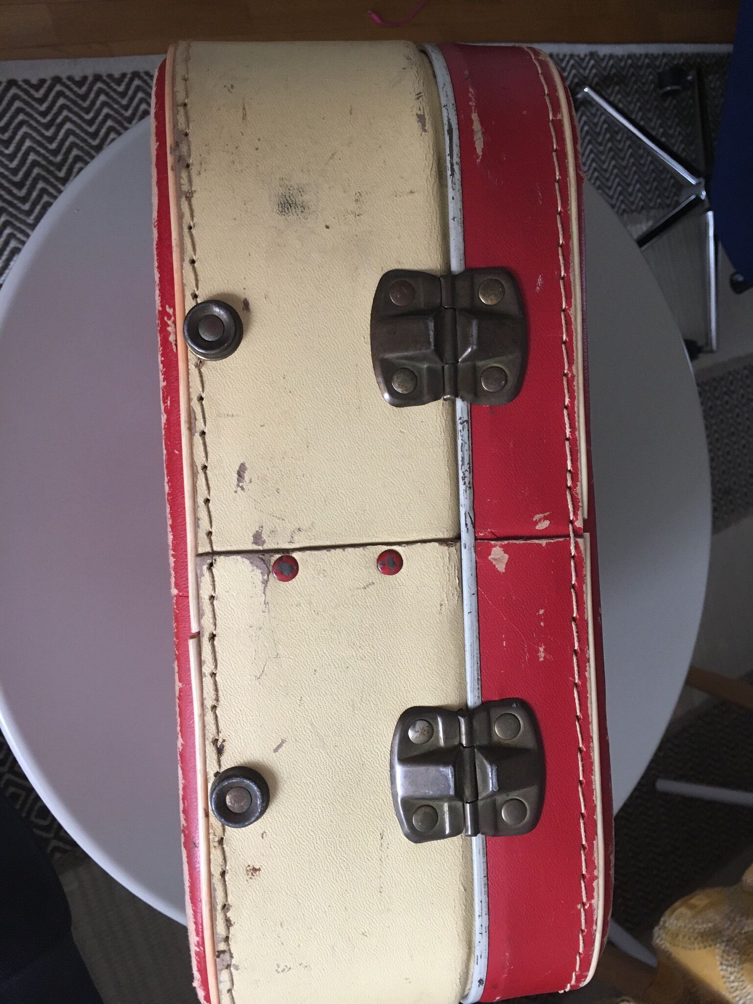 Authentic cardboard suitcase from the 60s