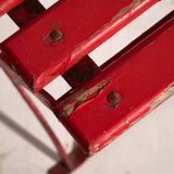 Antique red outdoor folding chairs (c.1920). Set of 2 pieces.