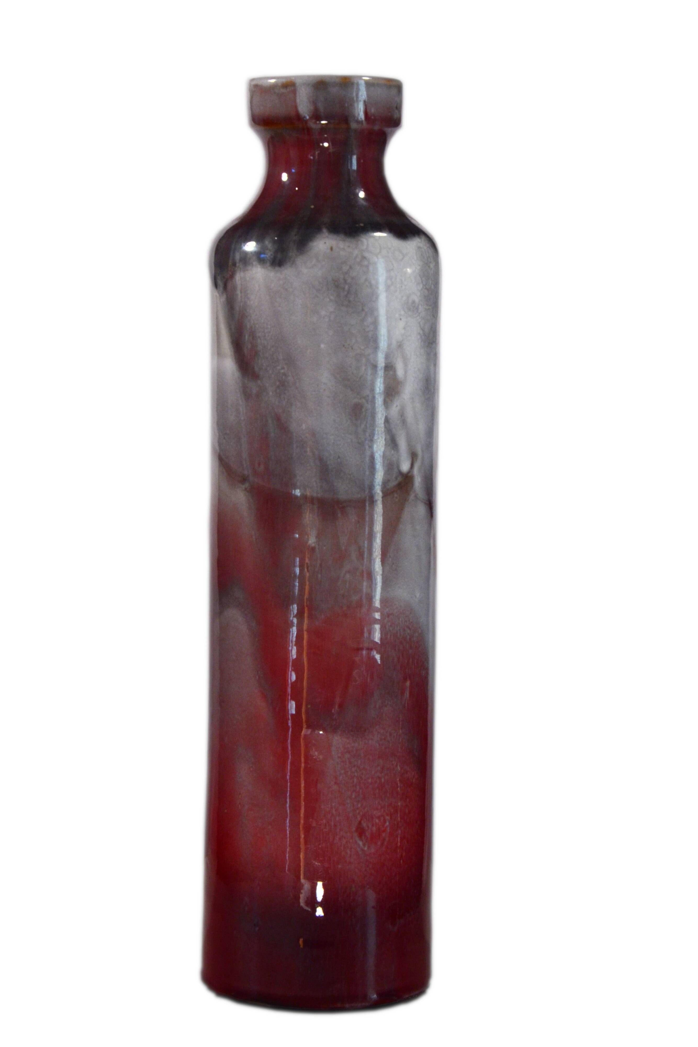 Artisanal ceramic vase 10x39cm, Éva Kondor, Hungary, 2010