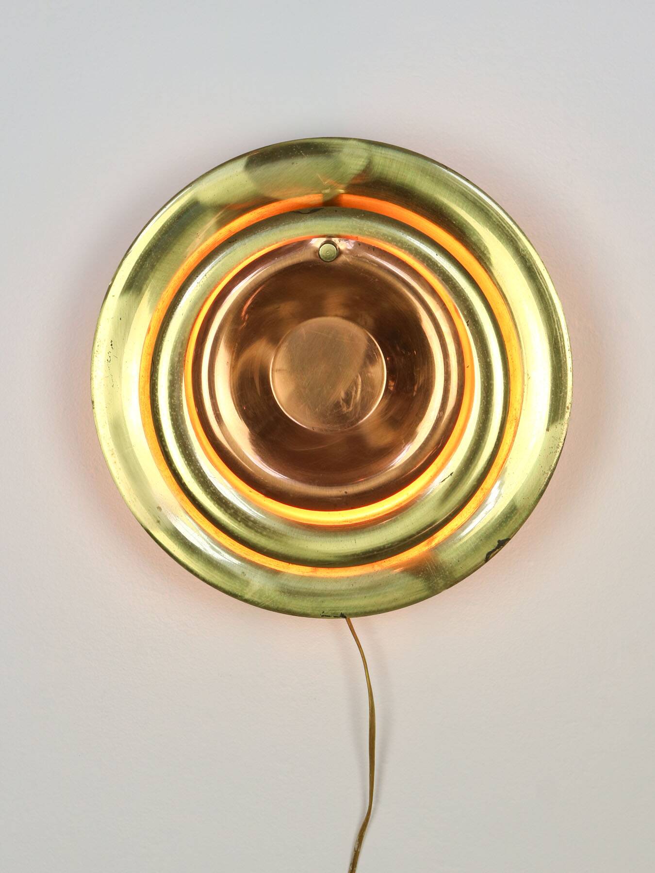 Mid-Century Cascading Wall Lamp in Brass and Copper, 1950s