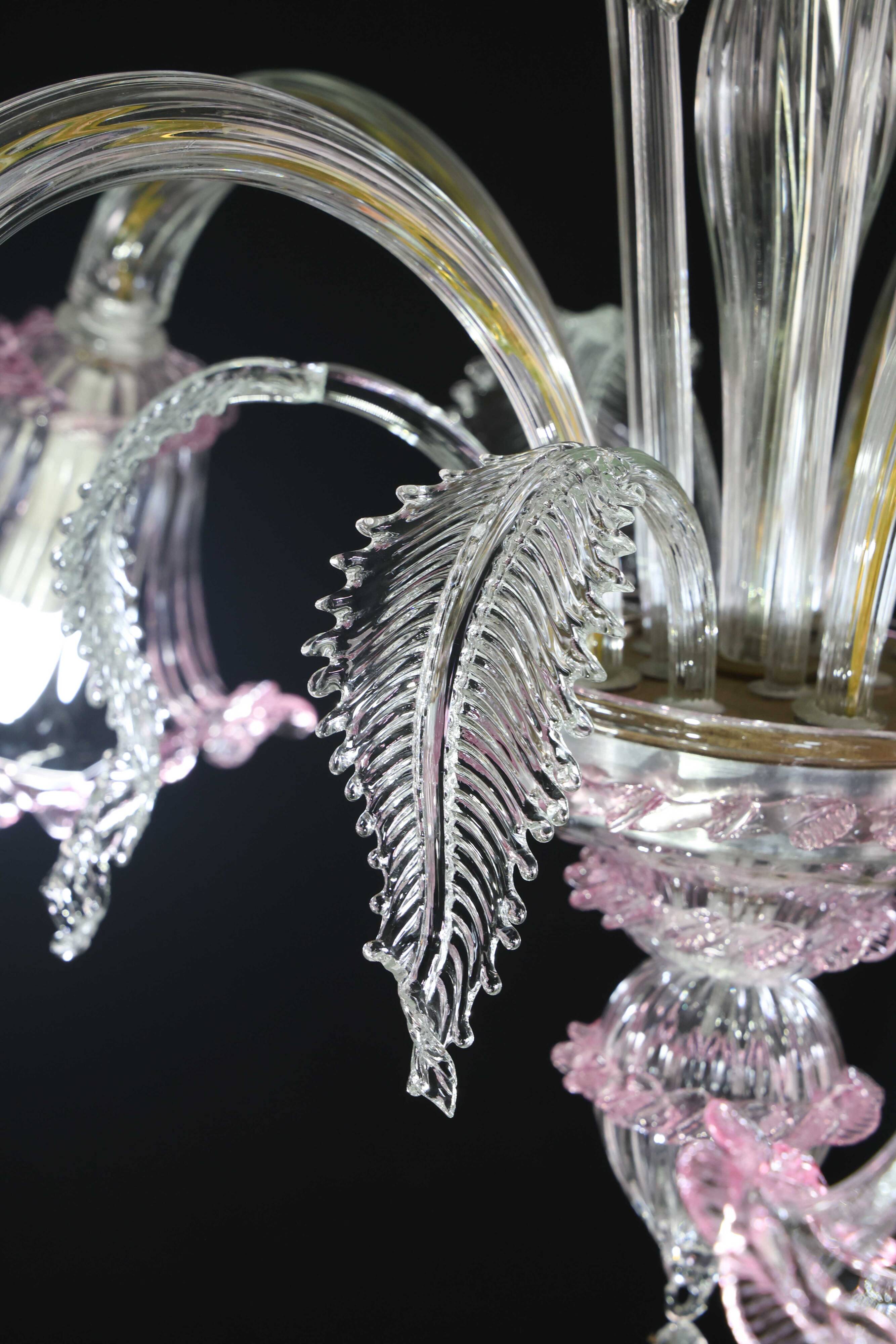 Charming Vintage Venetian Chandelier, Pink Murano Glass, 1950s