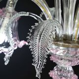 Charming Vintage Venetian Chandelier, Pink Murano Glass, 1950s