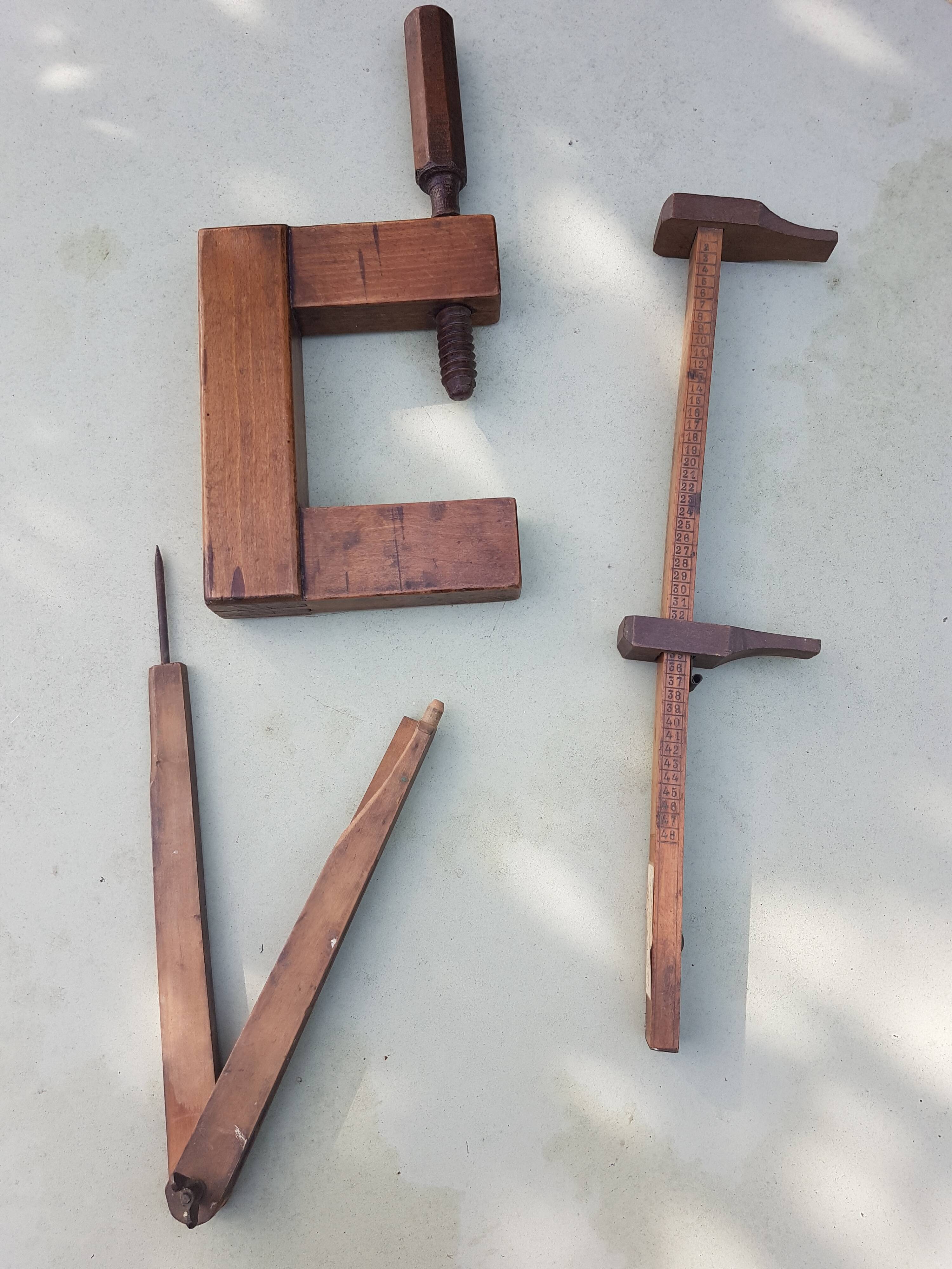 Lot old wood tools