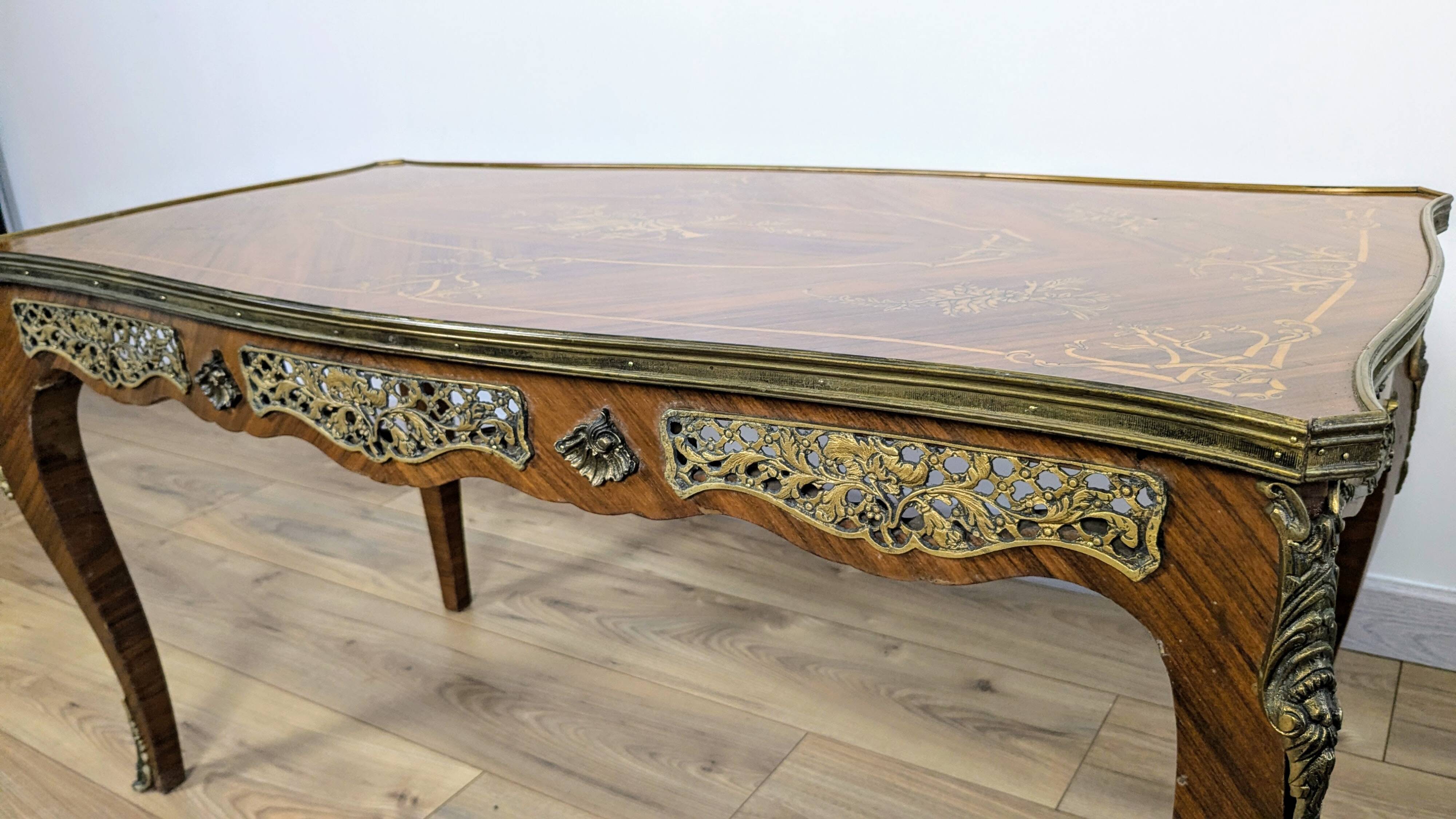 Louis XV style inlaid coffee table
