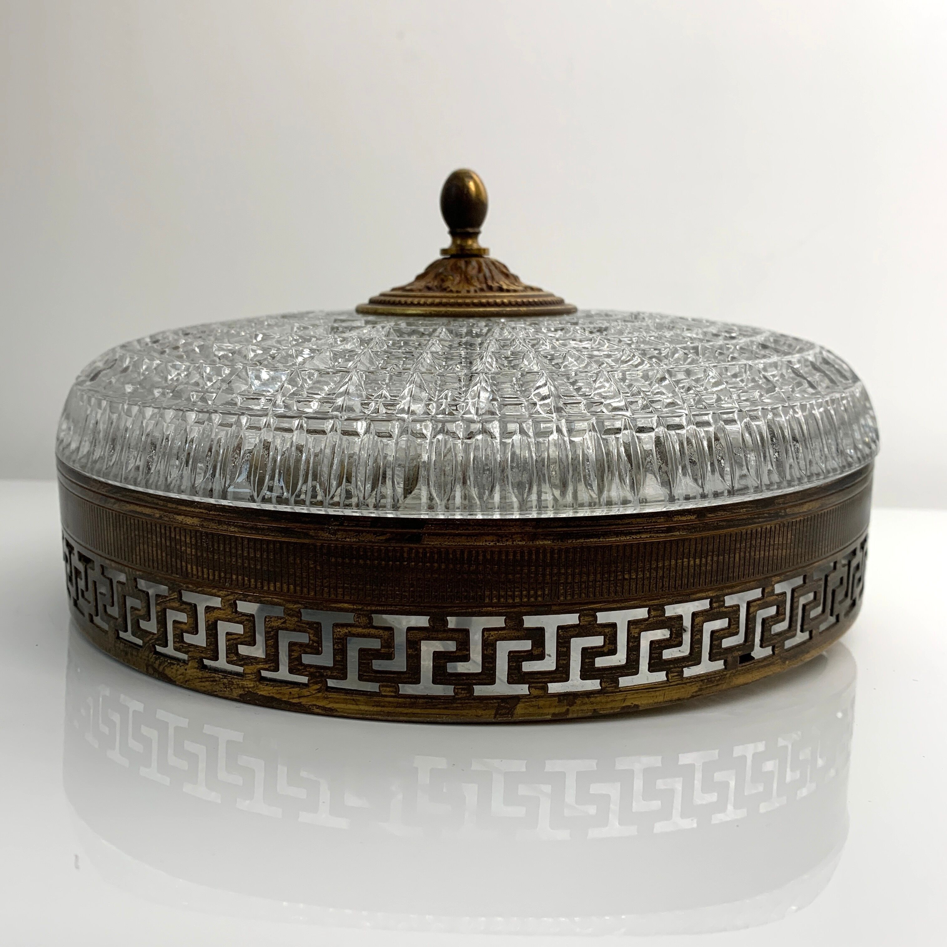 Ceiling lamp old gold crystal Lucien Gau