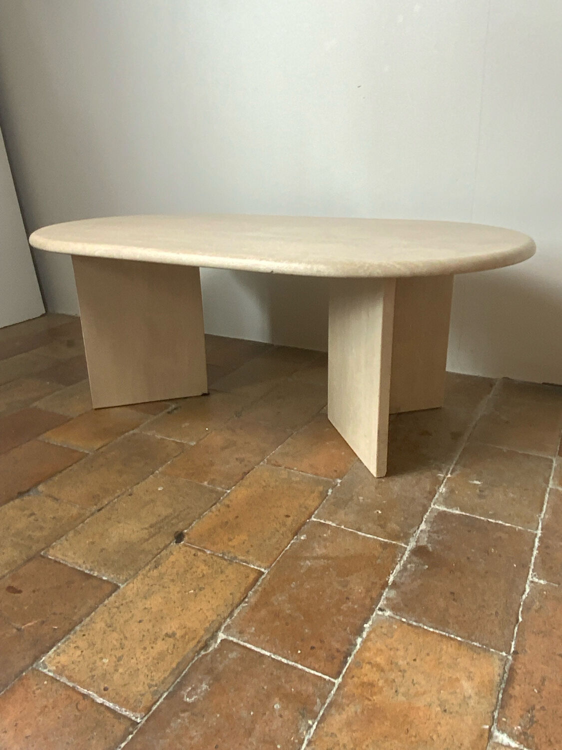 Travertine coffee table