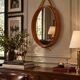 Handmade mirror in J. Adnet style, made of vegetable-tanned leather in tan colour, ø 45 cm.