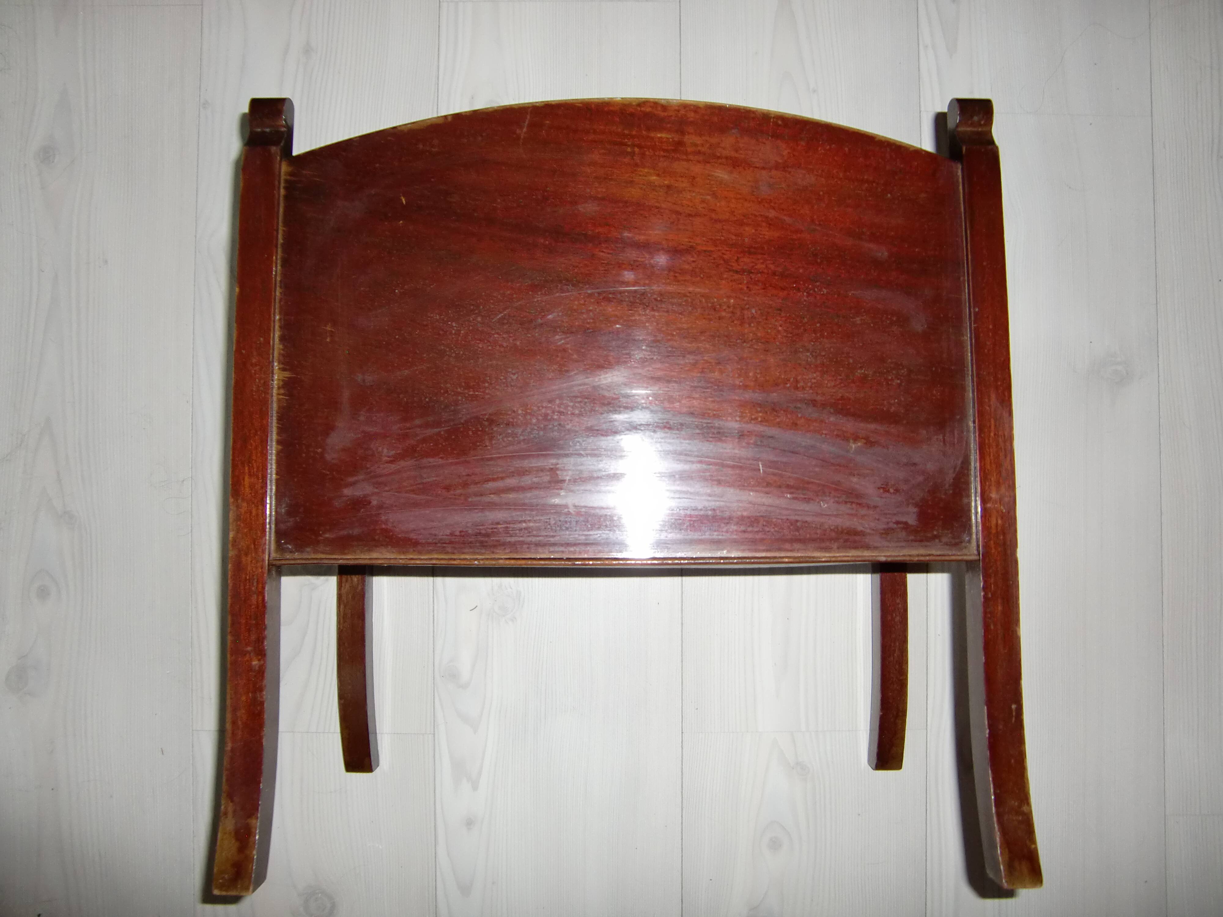 Mahogany magazine rack, 2 brown compartments